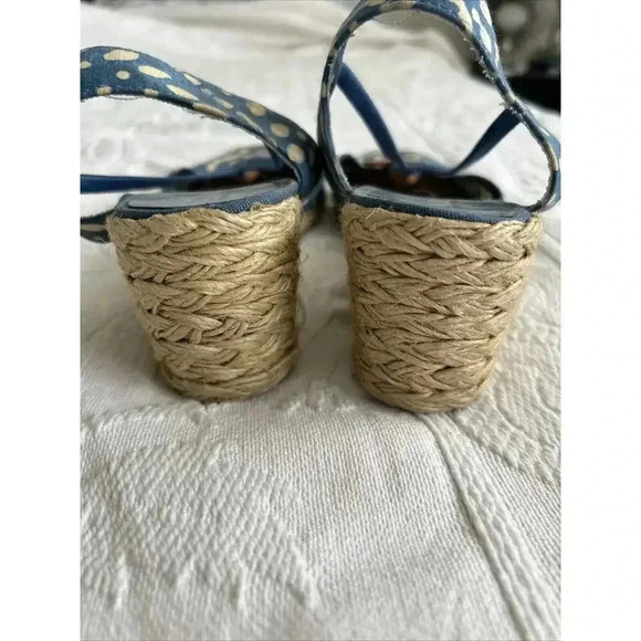 Lauren Ralph Lauren Cala Women’s 7.5 M Espadrille Shoes Wedges Heel Blue Beige - Picture 4 of 12